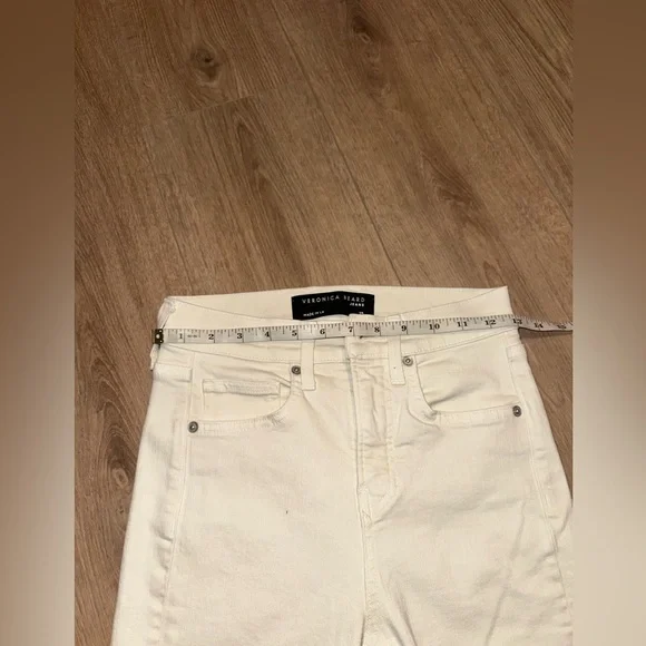Veronica Beard Carson High Rise Ankle Flare Ecru Jeans Size 25 - Picture 13 of 14